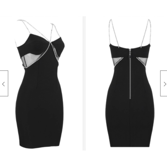 NEW! ELEGANT RHINESTONE LITTLE BLACK MINI DRESS SEXY CRYSTAL CROSS STRAP DETAIL - Picture 7 of 11